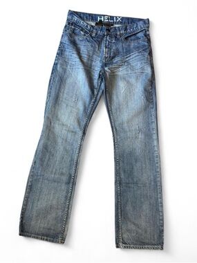 Helix Men's Faded Blue Relaxed Boot Jeans